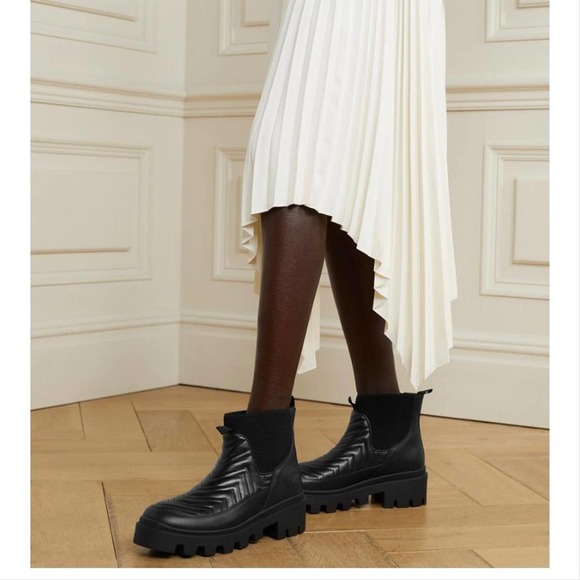 GUCCI Frances GG logo embroidered matelasse quilted Chelsea boots - Picture 2 of 4